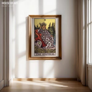 Impresión de la carta del Tarot de la Emperatriz, póster de la carta del Tarot de la Emperatriz, decoración astrológica, decoración espiritual para el hogar, arte mural del Tarot, impresión de arte mágico de brujas.