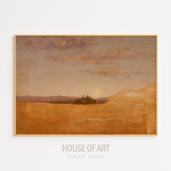 Bronze Landscape Oil Painting, Landscape Sketch, Sunset Sky View, Warm Earthy Colors, Gallery Wall Print, PRINTABLE Wall Art