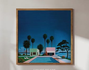 Hiroshi Nagai Print, Retro Fine Art Poster, Japanese Wall Art, Pacific Breeze Vaporwave Cityscape Poster, City Pop Art, 80s Landscape Art