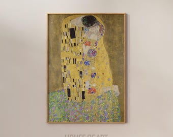 Stampa "Il bacio" di Gustav Klimt, dipinto di amanti, decorazione murale dell'amore, poster della mostra del Museo Klimt, stampa in stile Art Nouveau, decorazione da parete per camera da letto di coppia