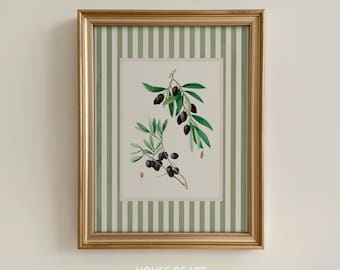 Stampa artistica vintage Olive: decorazione da cucina verde salvia (download digitale)