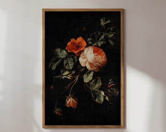 Pink Rose Painting, Flower Print, Floral French Cottage Decor, Romantic Valentines Wall Art, Love Shack Fancy Aesthetic, Farmhouse Poster