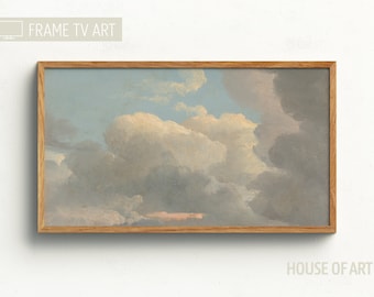 Cloud Frame TV Art, Pintura vintage, Sunset Samsung Frame TV Art, Arte de granja de campo neutral para TV, Decoración romántica, Descarga digital
