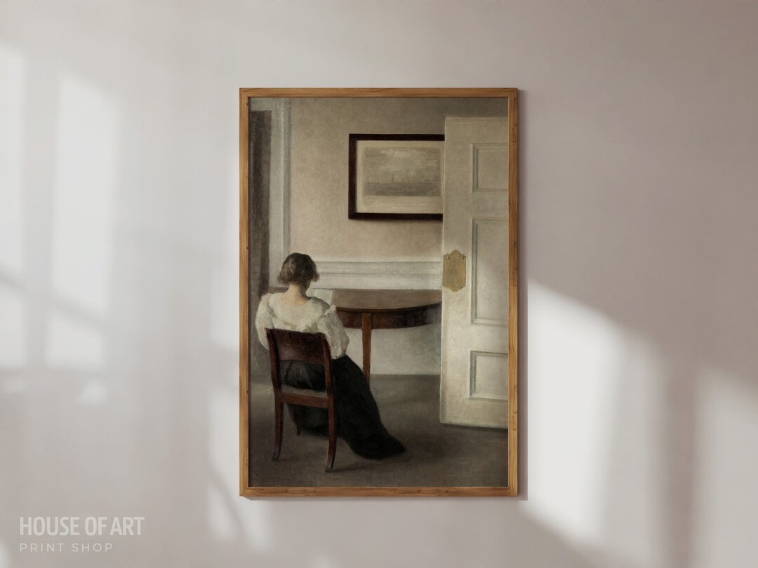 Girl Reading Print, Book Poster, Reading Nook Moody Oil Painting ...