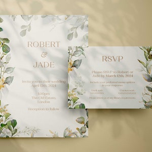 Botanical Wedding Invitations | Greenery Wedding Stationery | Digital Download | Custom Wedding Invite | Bespoke | Customisable | Design