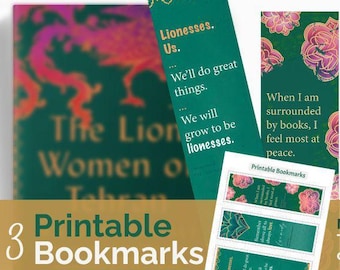 Marcapáginas imprimible con citas de "Las mujeres león de Teherán" de Marjan Kamali / Ideas para clubes de lectura