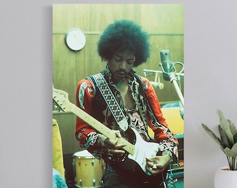 Jimi Hendrix In The Studio Fender Strat Guitar Poster, Wall Art Canvas Print, Art Poster for Gift, Home Decor Poster, Love Gifts (No Frame)