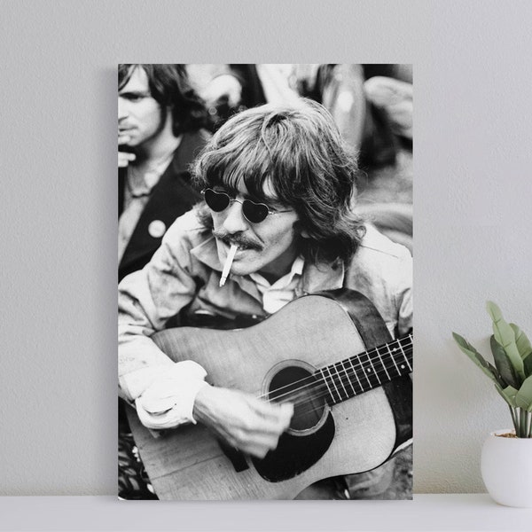 George Harrison Playing Guitar Movie Poster, Wall Art Film Print, Art Poster for Gift, Home Decor Poster, (No Frame)