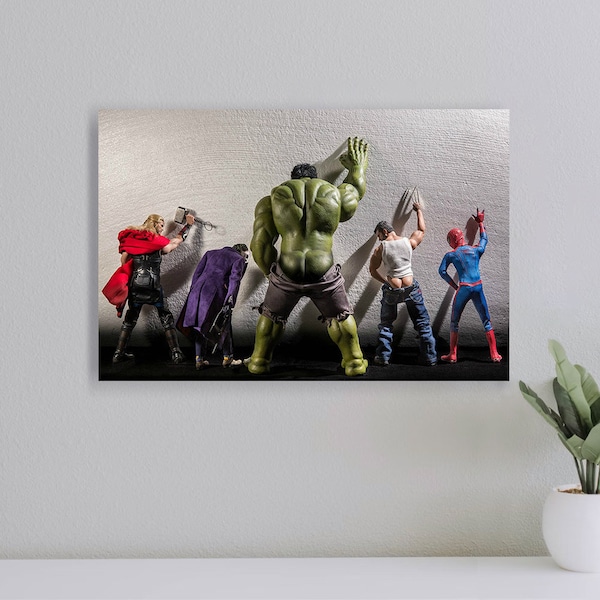 Avengers Movie Superheros in Toilet Poster, Wall Art Film Print, Art Poster for Gift, Home Decor Poster, (No Frame)