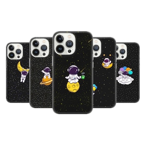 Funda de teléfono con diseño de astronauta de dibujos animados para iPhone 15, 14, 13 SE, Samsung S24, S23 FE, A25, A15, Pixel 8A, 7 Pro