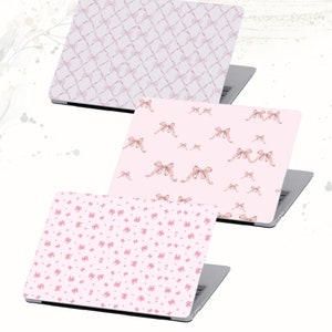 Cute bow Mac Book Case Pink bow Laptop Cover, Ribbon Hard Bumper, Ribbon bow Print for MacBook M2 M1 Pro, Air 13 14 16 inch
