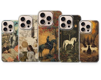 Medieval Art Inspired Phone Case Middle Age Fantasy Knight Cover TPU Gel for iPhone Samsung Pixel