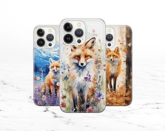 Aquarel Fox-telefoonhoesje: bosdieren TPU-cover voor iPhone, Samsung en Pixel