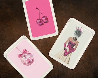 Disco Ball MagSafe Wallet: Pink Leather Magnetic Card Holder for iPhone