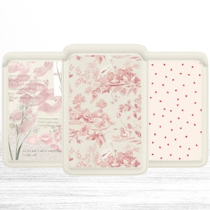 Rosa kokette Brieftasche für Magsafe, Magnetleder Blumenmuster Kartenhalter zum Aufkleben für iPhone 14 13 12 Pro Max Mini