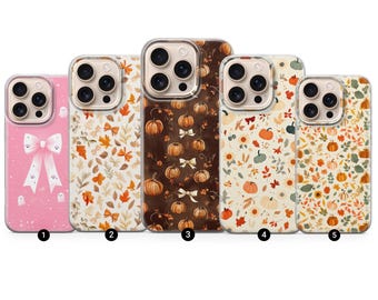 Preppy Autumn Handyhülle Pink Coquette Leafy Fall Cover für iPhone 17 Pro Max, 16e, 15 14 12 & Samsung S25 Ultra S24 FE A56 Pixel 10 XL 9a 8