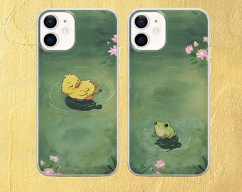 Cute Duck and Frog Matching Phone Cases for iPhone 17 Pro Max, 16e, 15, 14, 12 & Samsung S25 Ultra, S24 FE, A56, Pixel 10 XL, 9a, 8