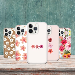 Été Hibiscus Petites fleurs Coque de téléphone Hawaii Beach Cover pour iPhone 16 15 14 13 12 Pro Xs Samsung S25 S24 S23 S22 FE A25 A15 Pixel 9 8A 7