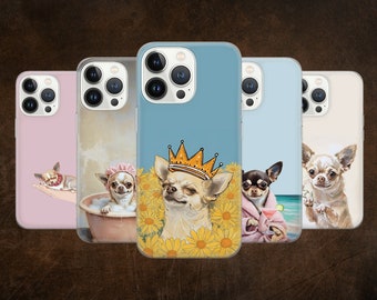 Funda para teléfono con diseño de chihuahua: funda protectora de gel TPU para iPhone, Samsung y Pixel.