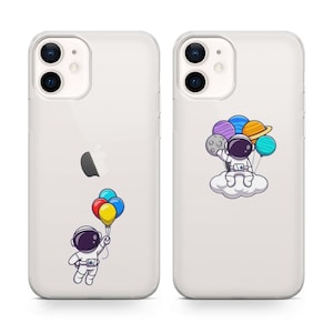 Para astronautów z kreskówek Dopasowane etui na telefony iPhone 16 15 14 13 12 Pro Xs Samsung S24 S23 S22 FE A25 A15 Pixel 9 8A 7