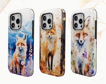 Watercolor fox Phone Case Fox art Cover for iPhone 16, 15Pro, 14, 13, 12,Pixel 8, 7A, 6A, Samsung S24Ultra, S23fe, S22, A54, A34