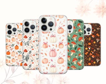 Herbst Handyhülle Rot Mushroom Cover für iPhone 17 Pro Max, 16e, 15, 14, 12 & Samsung S25 Ultra, S24 FE, A56, Pixel 10 XL, 9a, 8