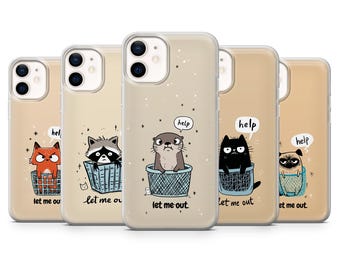 Black Cat & Otter Phone Case: Funny Kawaii TPU Cover for iPhone, Samsung and Pixel
