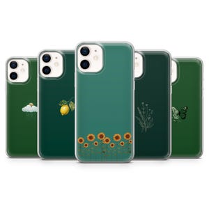 Custodia per telefono minimalista verde con motivo lineare per iPhone 16 Pro, 15, 14, 13, 12, 11, Google Pixel 9 Pro, 8, 7A, Samsung Galaxy S24 fe, A16, A5