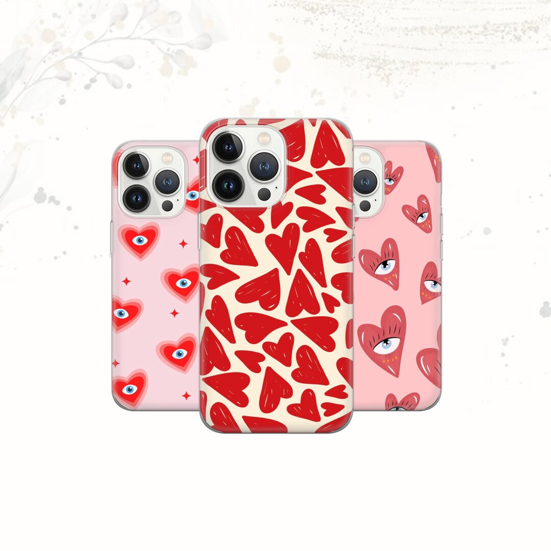 Red Heart Phone Case Love Art Cover for iPhone 15 14 13 12, Samsung S23