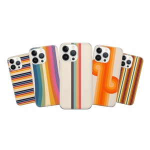 Retro stripes Phone Case Vintage stripes Cover for iPhone 17 Pro Max, 16e, 15, 14, 12 & Samsung S25 Ultra, S24 FE, A56, Pixel 10 XL, 9a, 8