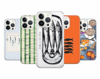 Retro Sardine Fish Phone Case: Flexible TPU Gel Cover for iPhone, Samsung, Pixel