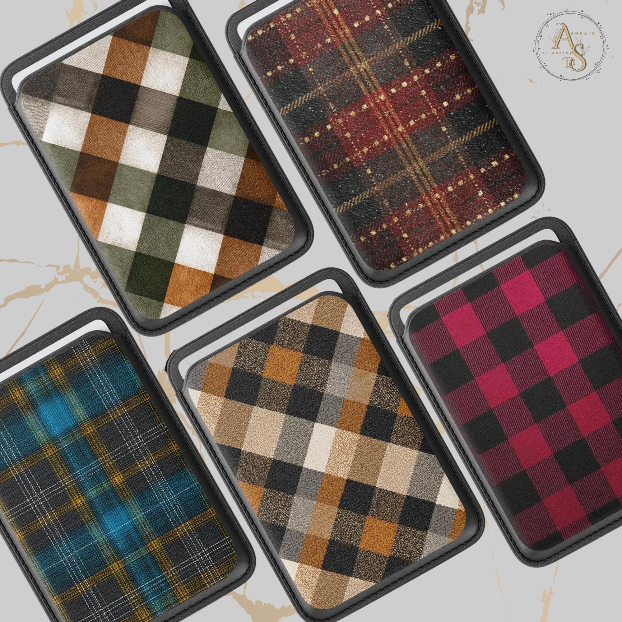 Plaid MagSafe Wallet Personalized Preppy Print Gift Card Holder for iPhone