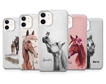 Funda de teléfono personalizada con diseño de caballo, regalo ecuestre, carcasa de gel TPU para iPhone y Samsung Pixel.