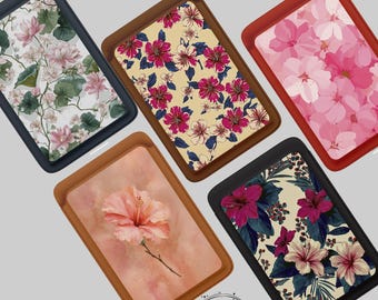 Cute Pink Sakura Leather MagSafe Wallet Personal Gift Floral Card Holder for iPhone