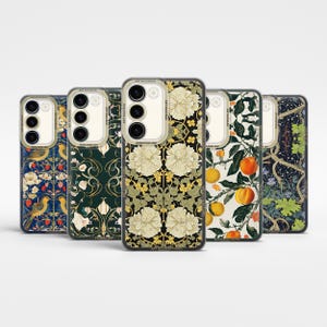 Art Nouveau Phone Case Morris inspired Cover Samsung S25Ultra, S24Fe, S23Fe, A56, A55, A36, A15 iPhone 16Pro Max 15 14 Plus 13mini 12
