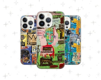 Basquiat art Coque urbaine pour iPhone 15 14 13 12, Samsung S23 S22 A74 A54 A14, Pixel 8 Pro 7A