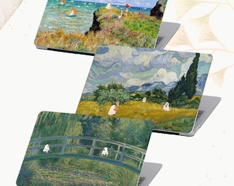 Cute ghost Mac Book Case Claude Monet Laptop Cover, Masterpiece Hard Bumper, Impressionist Print for MacBook M2 M1 Pro, Air 13 14 16 inch