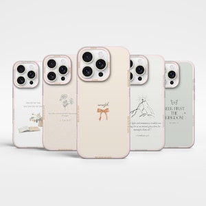 Custodia per telefono cristiana con versetti della Bibbia, cover per iPhone 16Pro, 15, 14 Plus, 13mini e 12, Samsung S25Ultra, S24Fe, S23Fe, A56, A55, A36, A15.