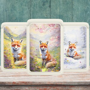 Portafoglio Magsafe con volpe acquerello, portafoglio magnetico con arte della fauna selvatica compatibile con iPhone 15, iPhone 14, iPhone 13 SE Pro Max Plus