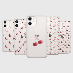 Red Cherry Phone Case Cute Coquette Berries Cover for iPhone 17 Pro Max, 16e, 15, 14, 12 & Samsung S25 Ultra, S24 FE, A56, Pixel 10 XL, 9a 8