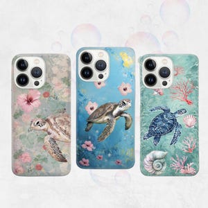 Coque de portable tortue de mer : coque aquatique, gel TPU protecteur pour iPhone, Samsung et Pixel