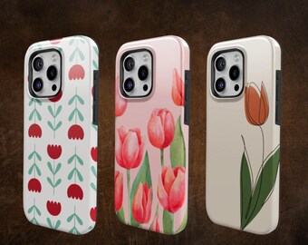 Tulip Phone Case: Spring Floral Tough Cover for iPhone, Samsung, Pixel