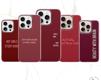 Dark Burgundy Phone Case Solid Color Quotes Cover TPU Gel for iPhone, Samsung & Pixel