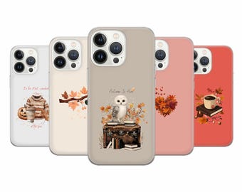 Autumn Bookish Handyhülle Herbstlaub Cover für iPhone 17 Pro Max, 16e, 15, 14, 12 & Samsung S25 Ultra, S24 FE, A56, Pixel 10 XL, 9a, 8