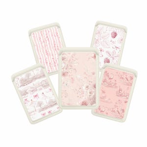 Cartera Magsafe Toile De Jouy rosa, cartera magnética Coquette compatible con iPhone 16, 15, iPhone 14, iPhone 13 SE Pro Max Plus