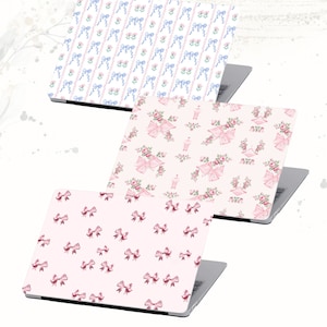 Pink bow Mac Book Case Cut bow Laptop Cover, Ribbon bow Hard Bumper, Pretty Print for MacBook M2 M1 Pro, Air 13 14 16 inch