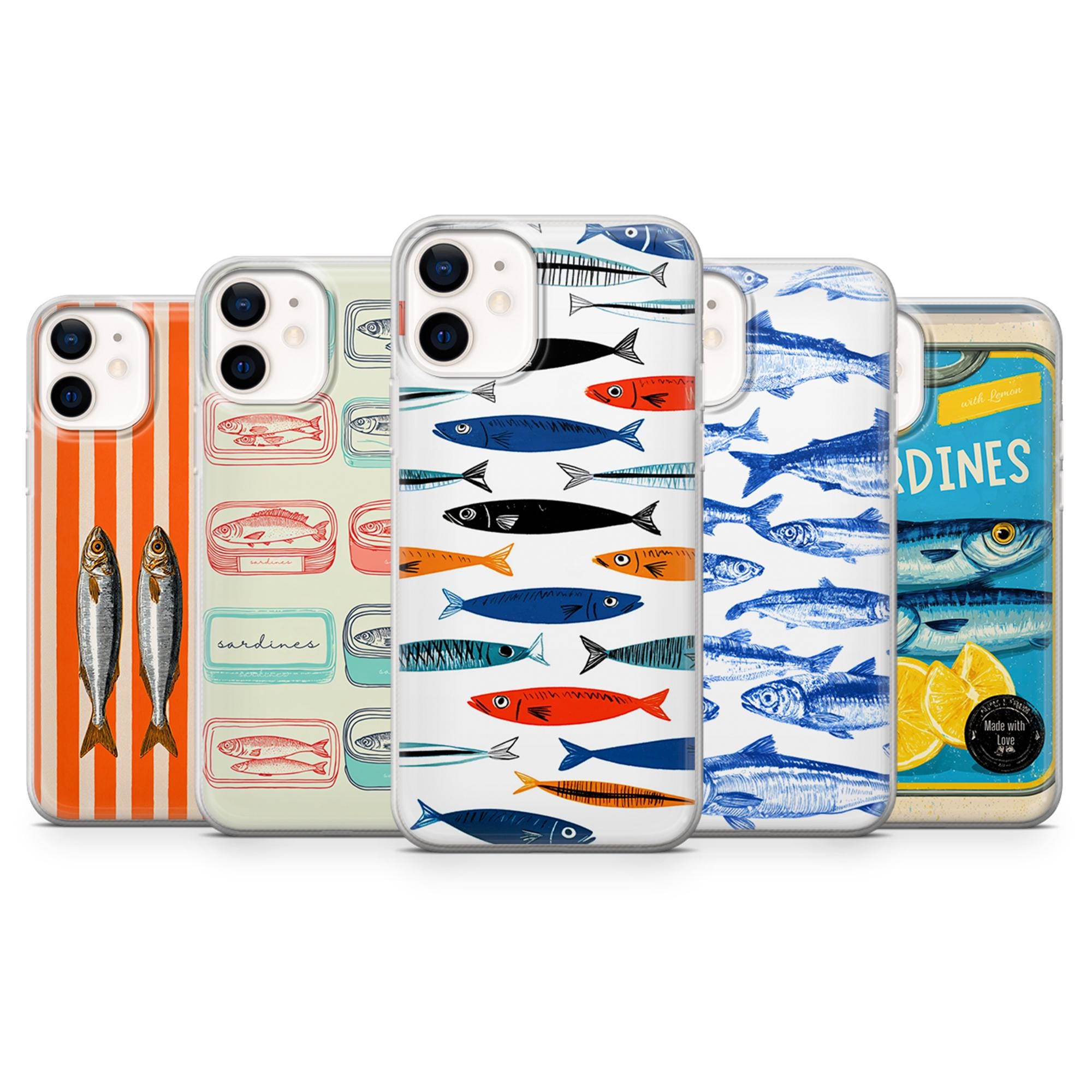 Sardine Phone Case Fishing Tinned Fish Cover TPU Gel for iPhone Samsung Pixel Sardine Phone Case Fishing Tinned Fish Cover TPU Gel for iPhone Samsung Pixel