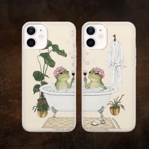 Zabawna kreskówka żaba pasujące etui na telefony dla iPhone 16 15 14 13 12 Pro Xs Samsung S25 S23 S22 FE A25 A15 Pixel 9 8A 7