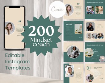 Mindset coach template Instagram coaching template Canva coaching bundle Mindset coaching Instagram coach template Canva template coach