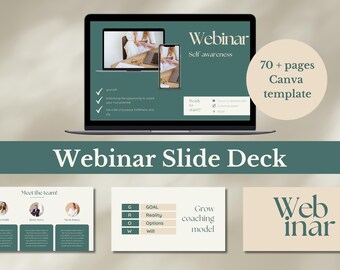 Coaching Webinar Canva Template, Aesthetic Slide Deck (70+ Pages)